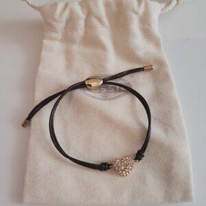 Fossil Adjustable Leather Cord Bracelet with Heart